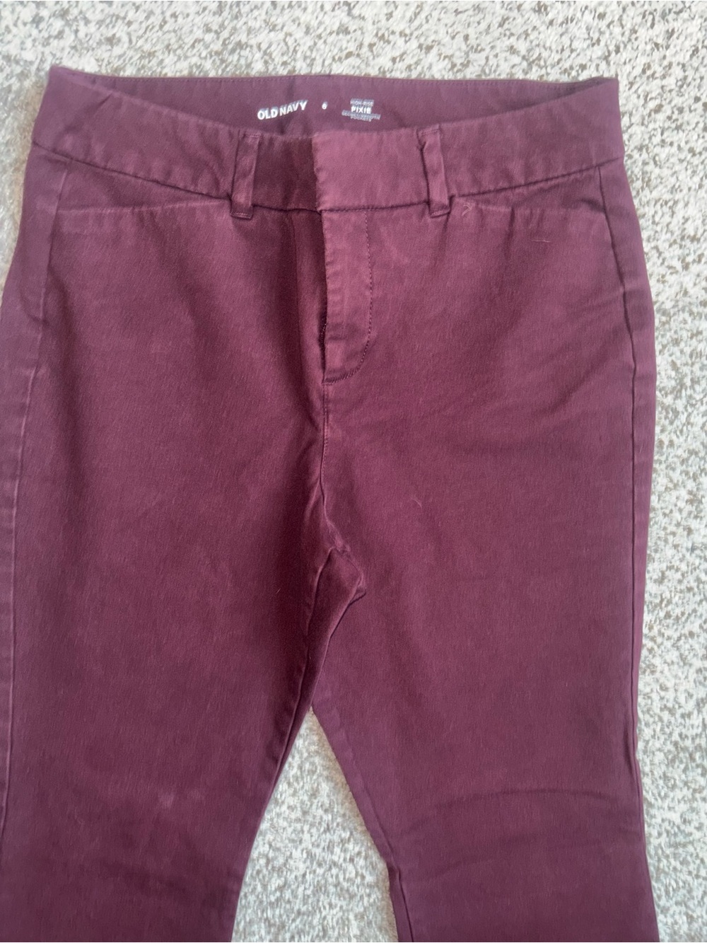 Old Navy High Rise Pixie Bootcut Pants Size 6 | Burgundy Wine Red Stretch - Picture 4 of 6
